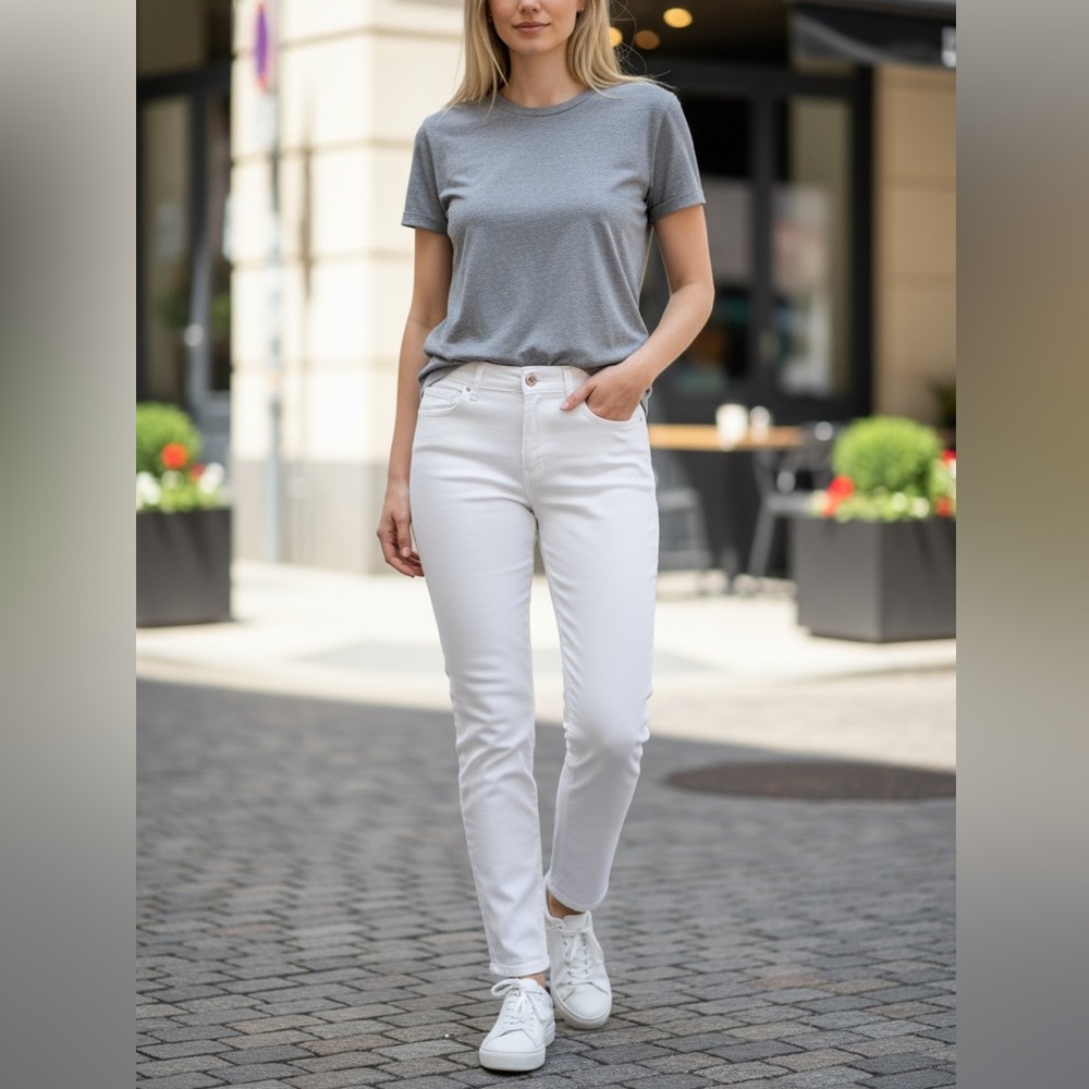 Old Navy White Straight Leg Jeans
